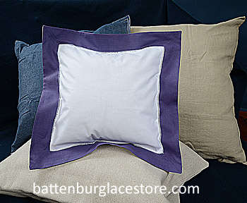 Square Pillow Sham. White with Imperial Purple color border 12SQ